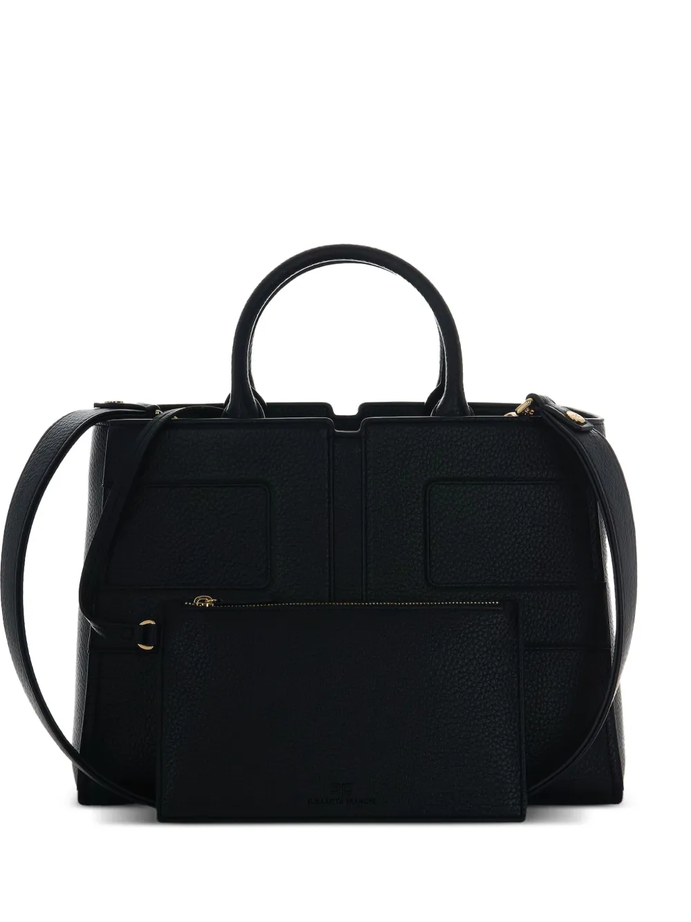 Elisabetta Franchi Leren shopper met vlakken Zwart
