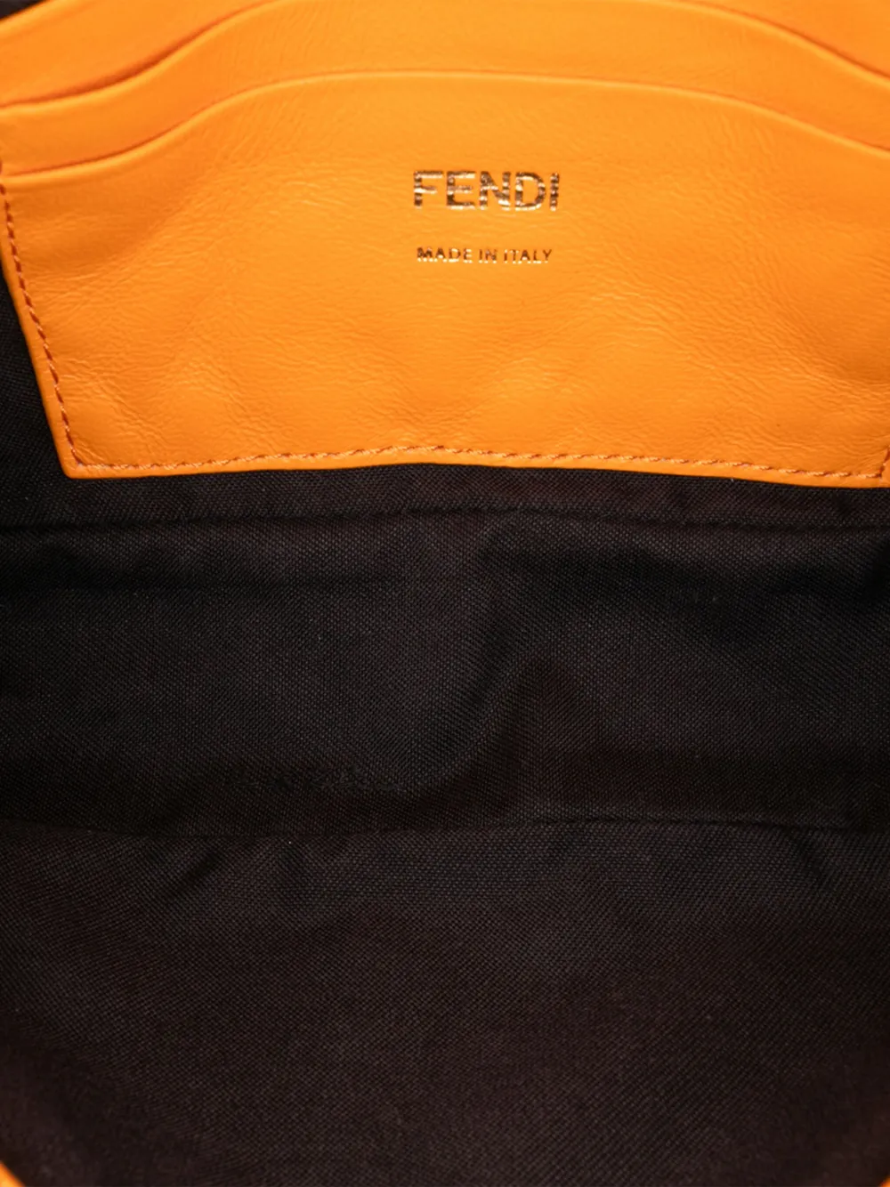 Pre-owned Fendi 2010-2024 Mini Zucca Embossed Leather Baguette Satchel In Orange