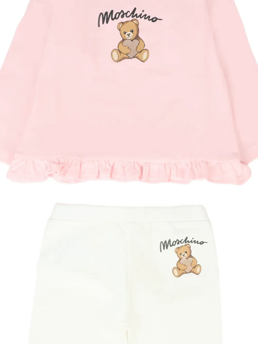 Moschino Kids Trainingspak met teddybeerprint en ruches Roze