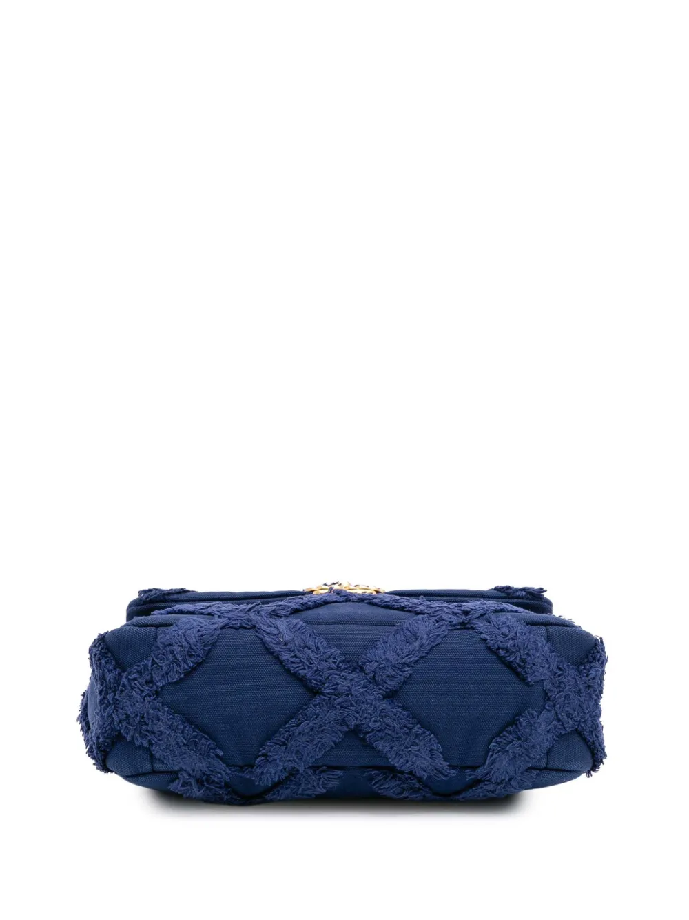 Pre-owned Chanel 2020 Medium Canvas And Cotton 19 Flap Satchel In Blue