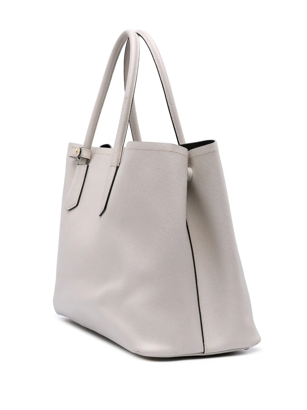 Pre-owned Prada 2013-2025 Large Saffiano Cuir Double Satchel In White