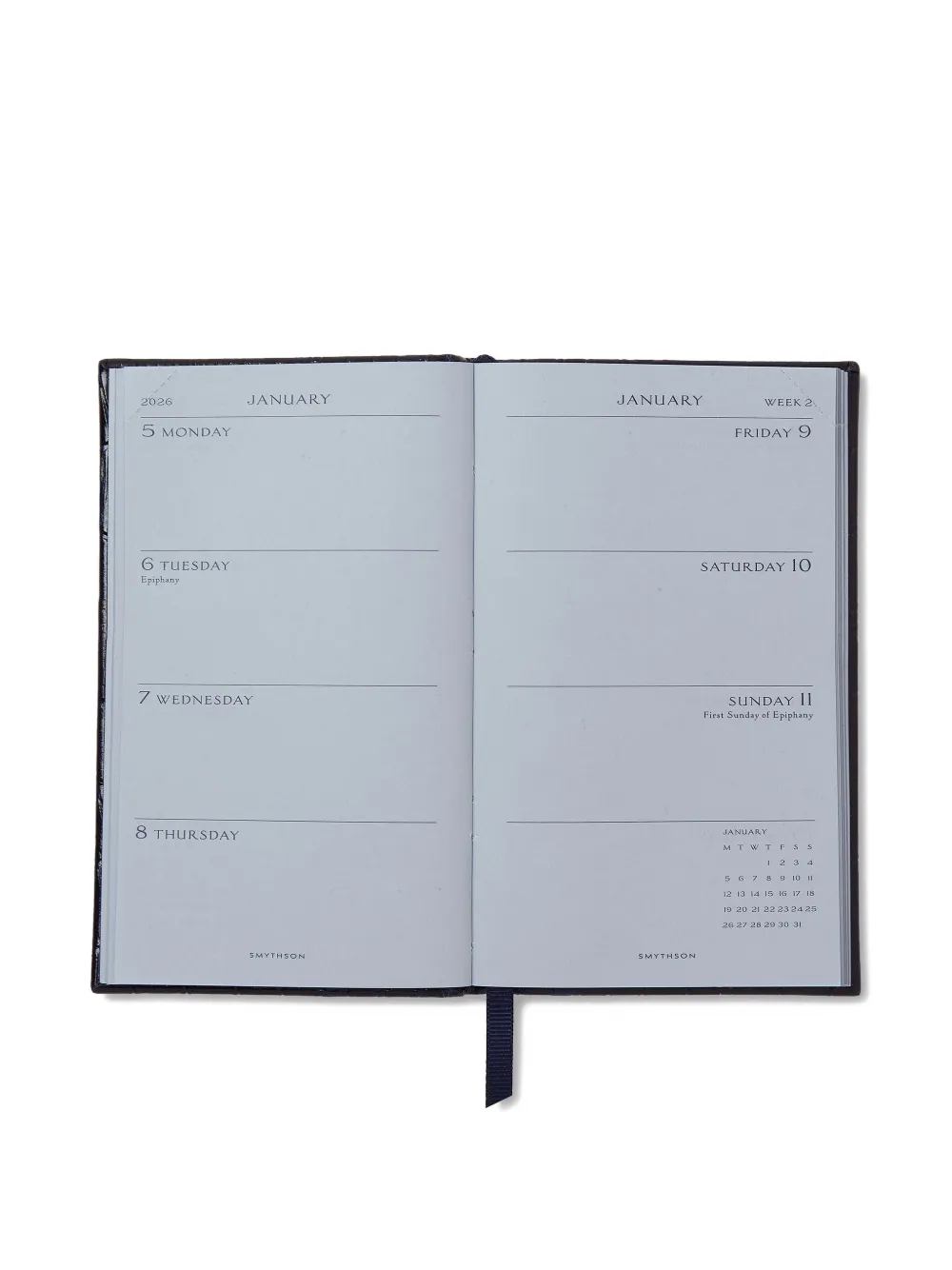 Smythson Crocodile-effect 2026 Weekly Diary In Blue