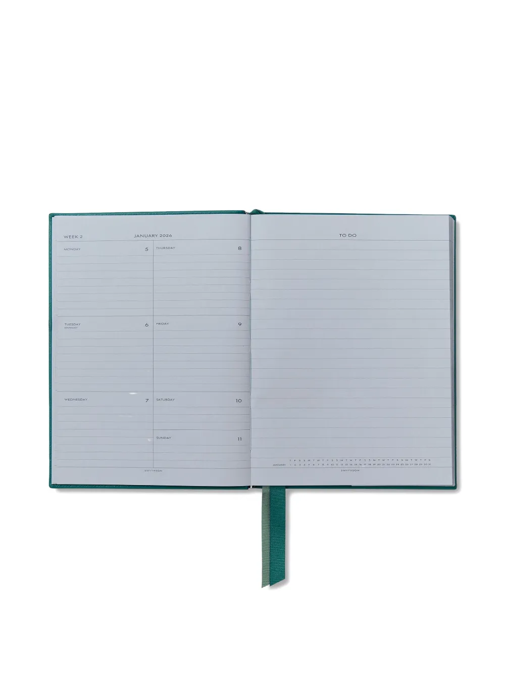 Smythson 2026 Panama Weekly Diary In Green
