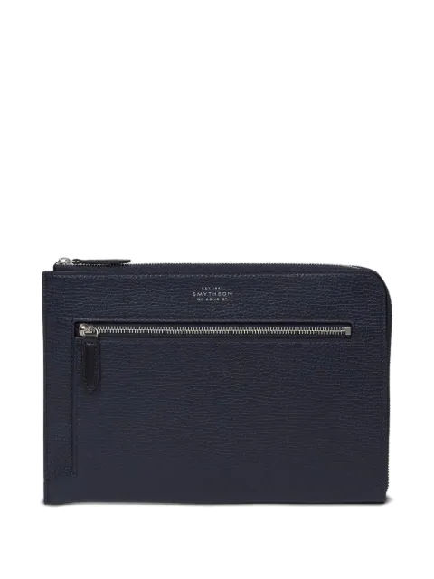 Smythson Flat Travel Organizer zip-top pouch