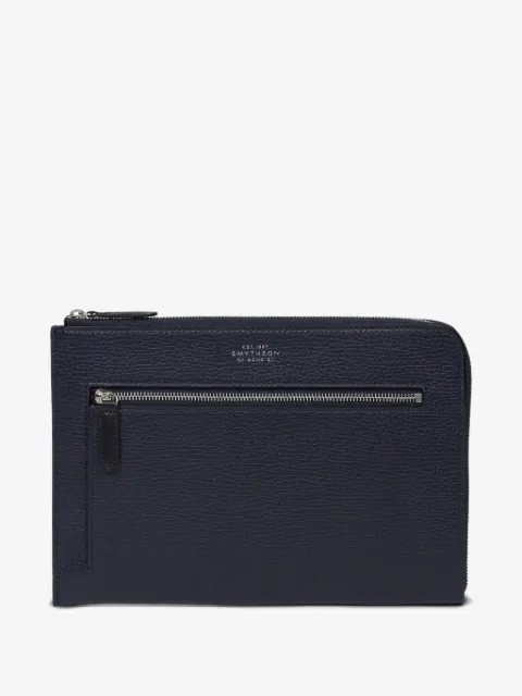 Smythson Flat Travel Organizer zip-top pouch