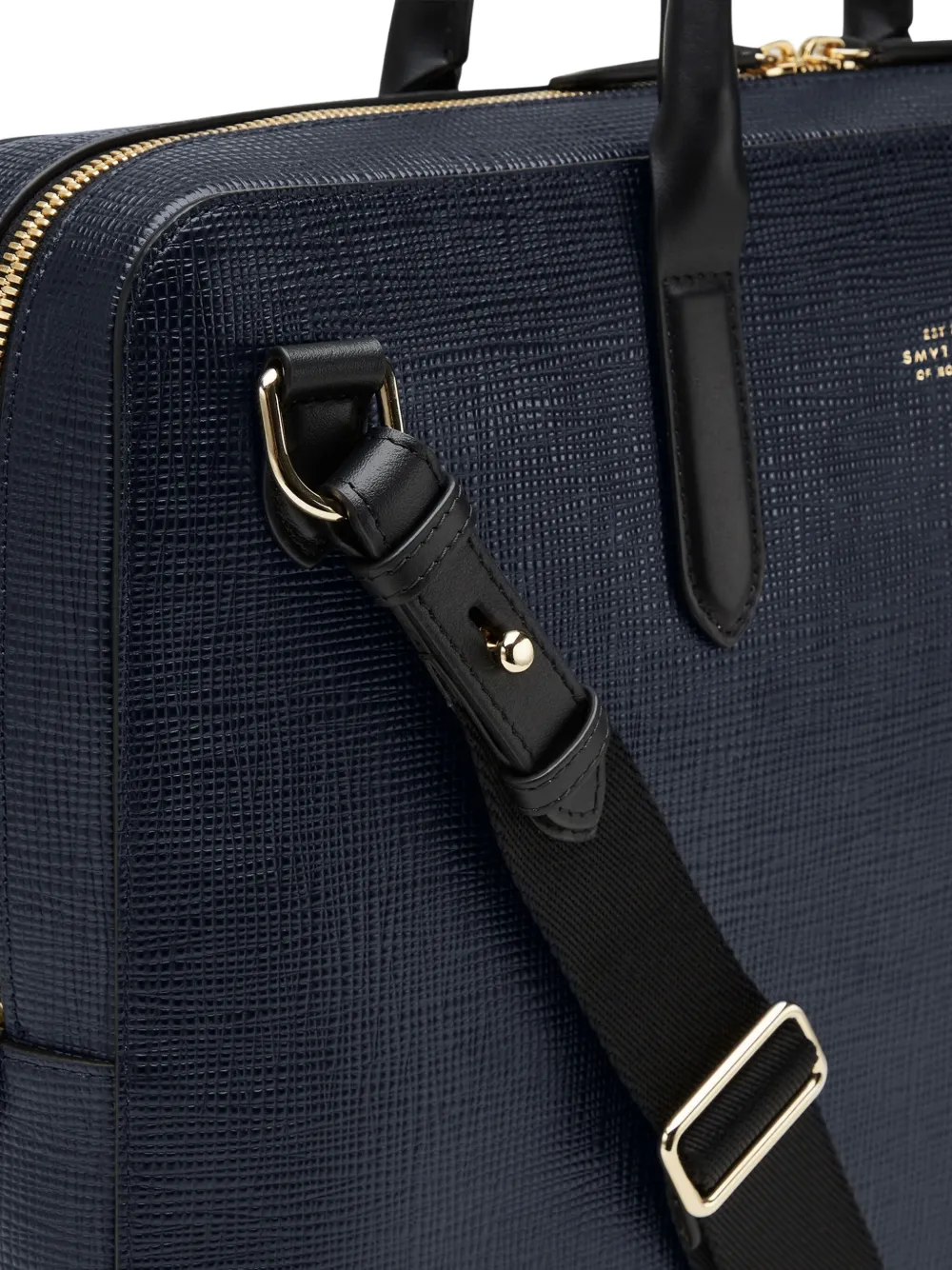 Smythson Panama leren aktetas met textuur Blauw