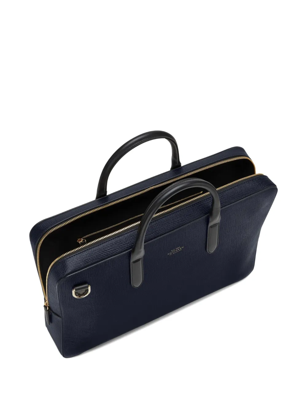 Smythson Panama leren aktetas met textuur - Blauw