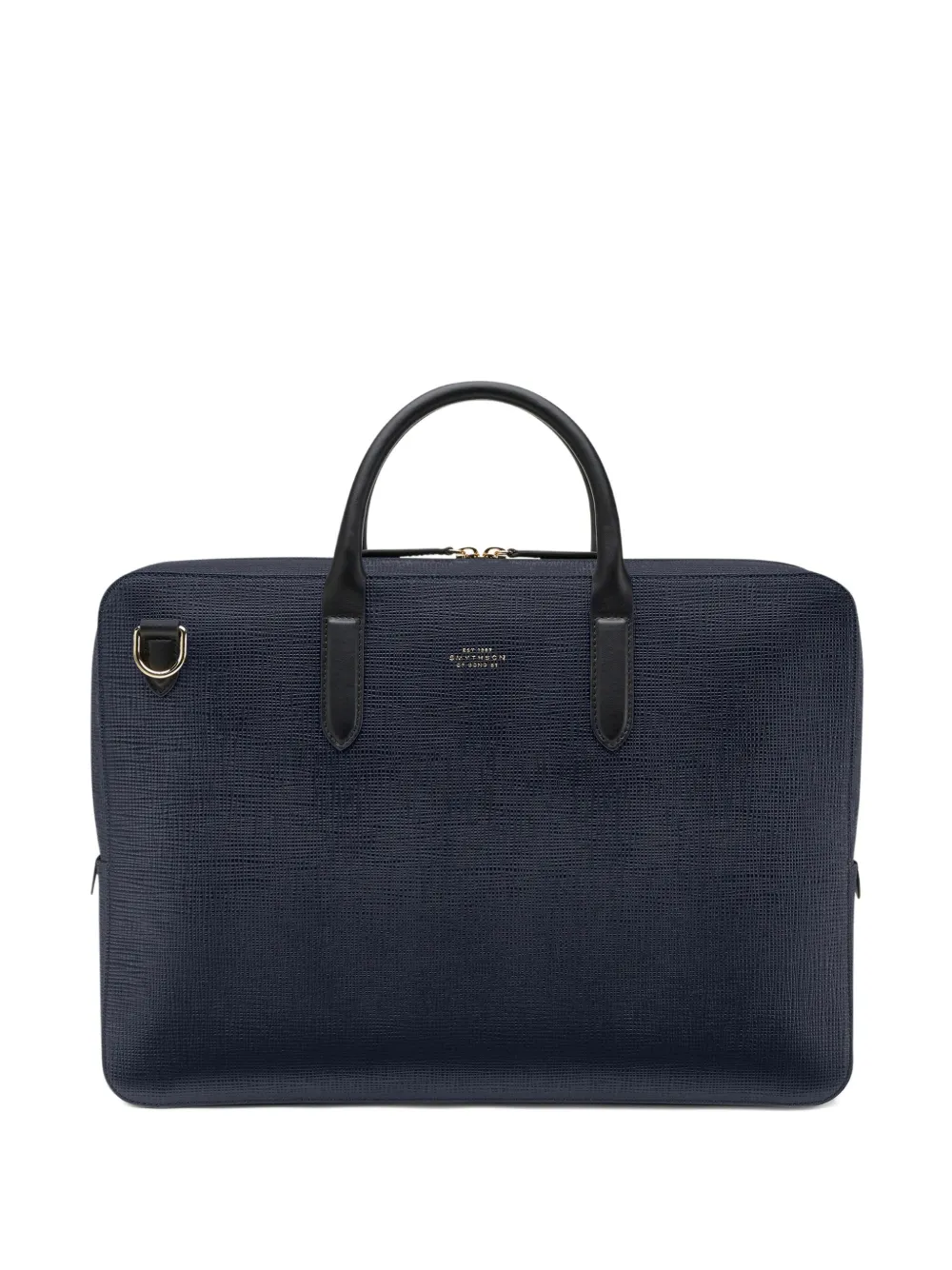 Smythson Panama Textured-leather Briefcase In Blue