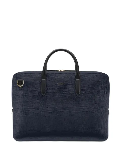 Smythson Panama textured-leather briefcase