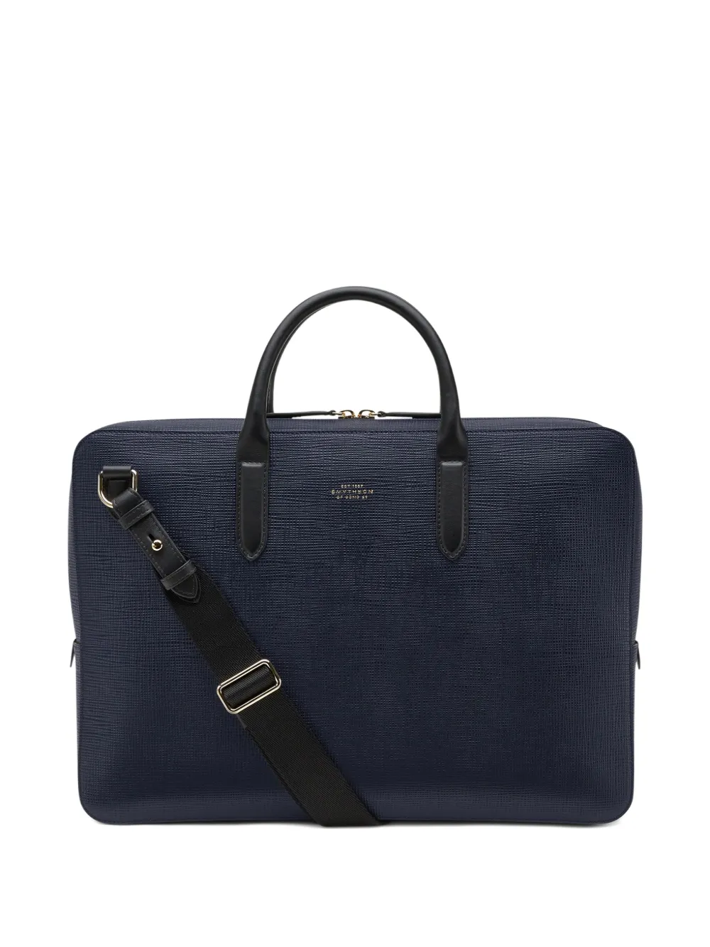 Smythson Panama leren aktetas met textuur Blauw