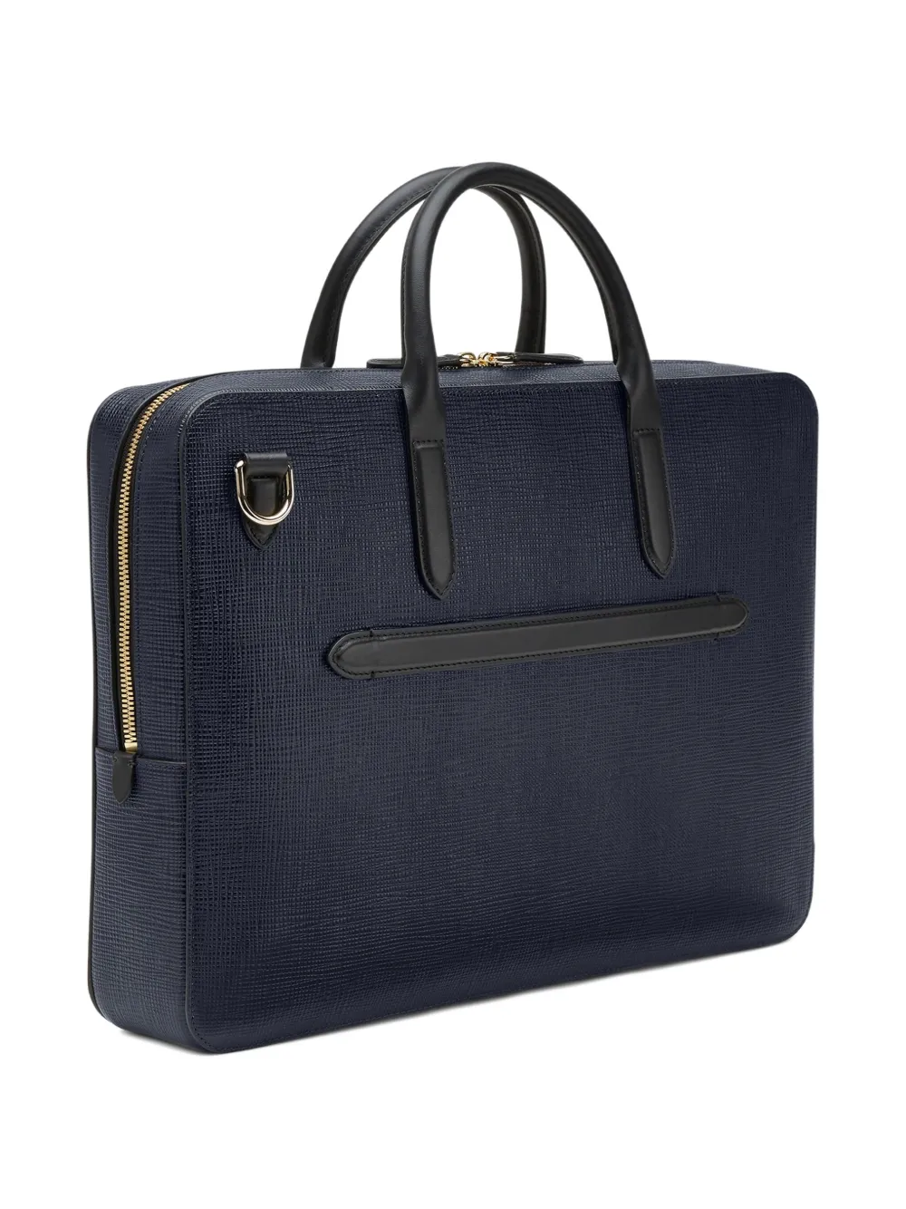 Smythson Panama leren aktetas met textuur Blauw