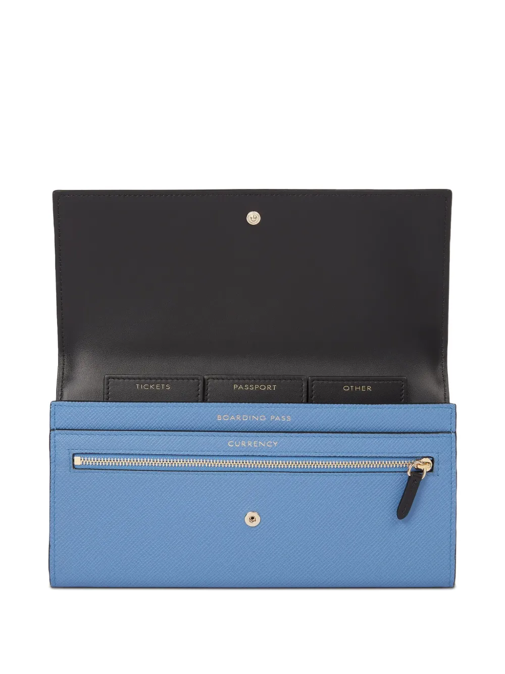 Smythson Marshall Leather Travel Wallet In Blue
