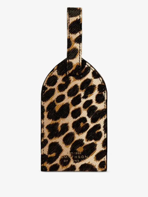 Smythson leopard-print luggage tag