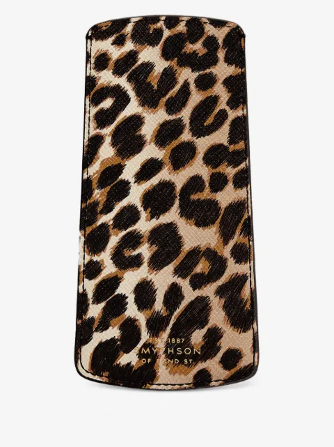 Smythson leopard-print glasses case