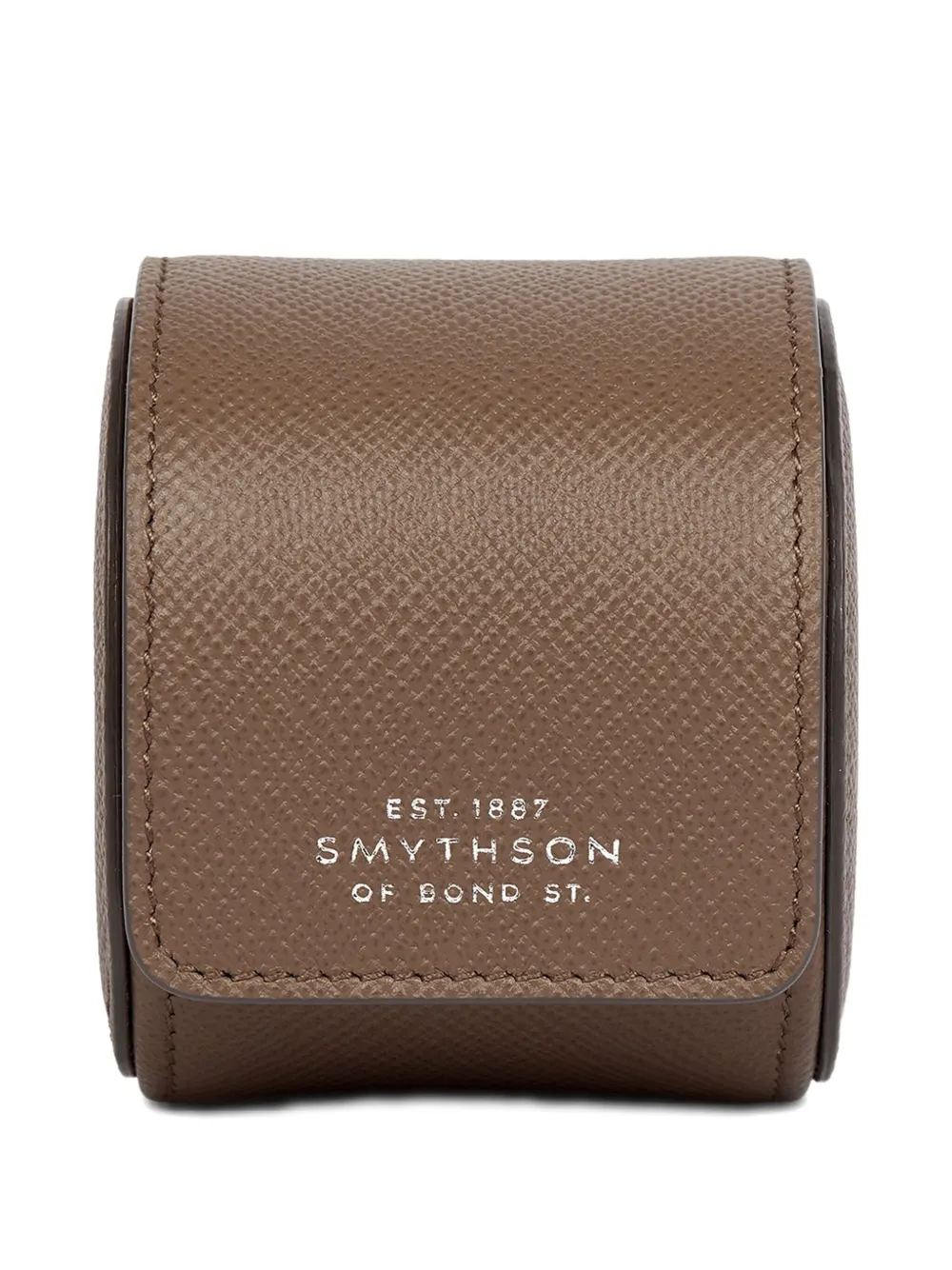 Smythson Panama Leather Single Watch Roll In Brown