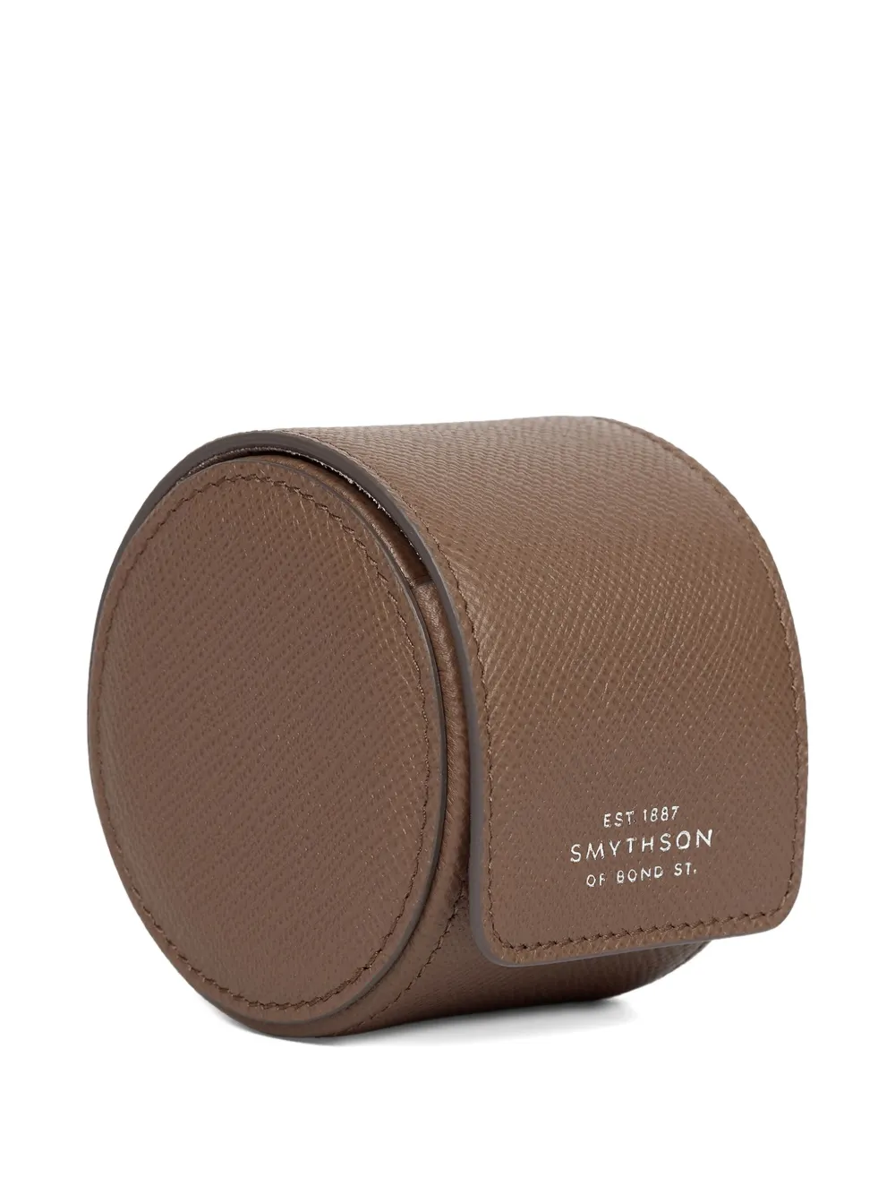 Smythson Panama Leather Single Watch Roll In Brown
