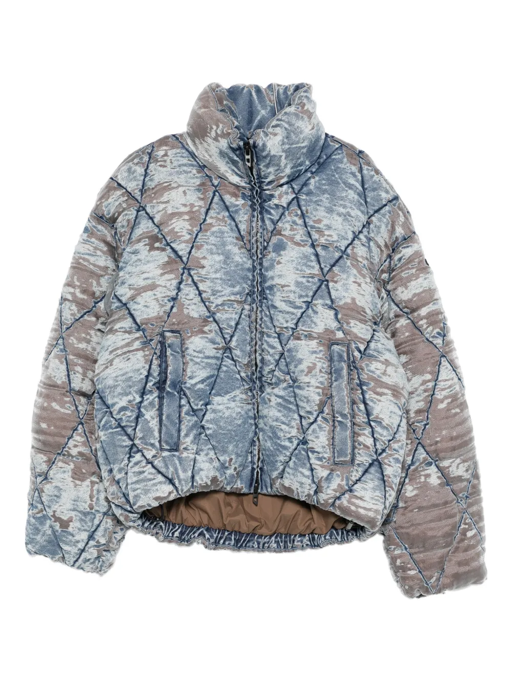 Diesel W-kons Down Jacket With Distressed Effect In Multi