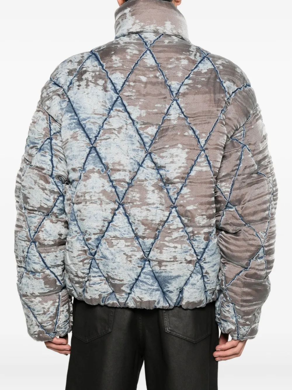Diesel faded-denim quilted jacket Blauw