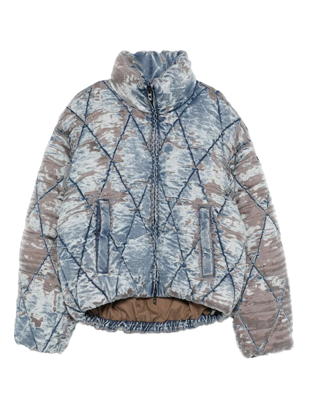 Diesel faded-denim quilted jacket Blauw