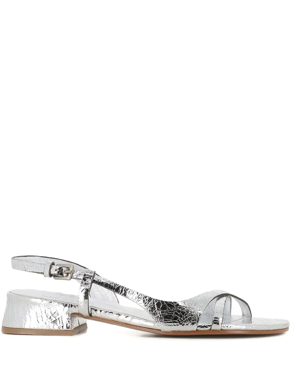 Del Carlo Slingback Criss-cross Sandals In Silver