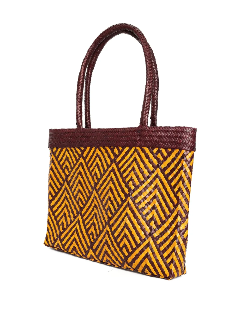 Brigitte Jurema handwoven geometric-pattern beach bag - Geel