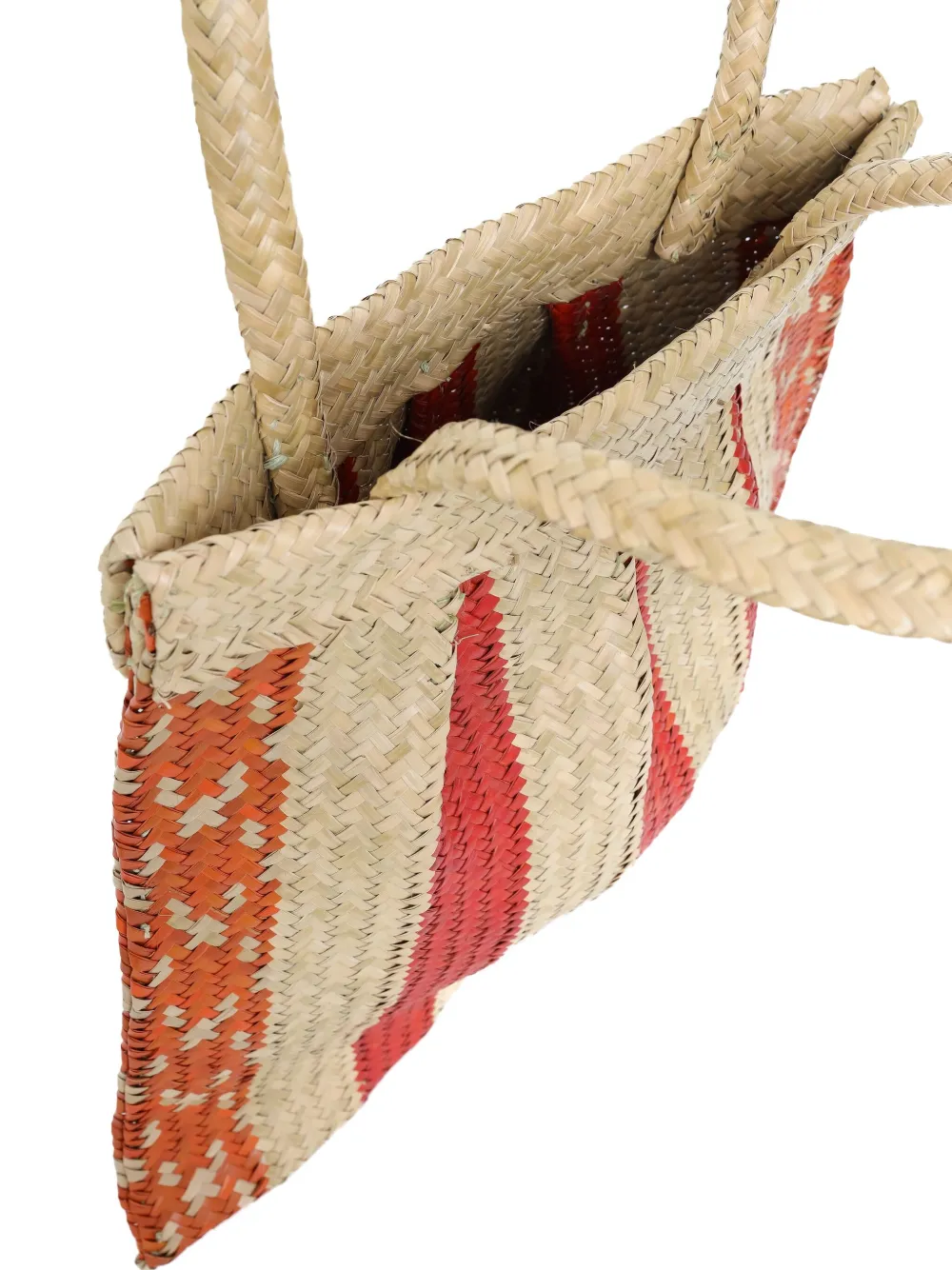 Brigitte Okan gestreepte geweven strandtas Beige