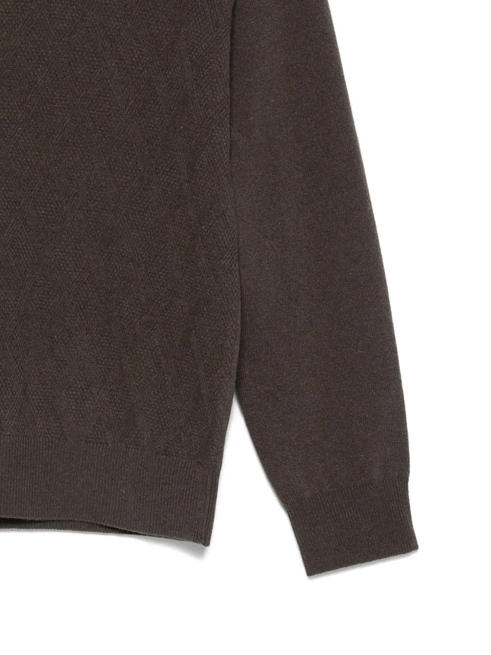 Canali Textured Crew-neck Sweater In Brown