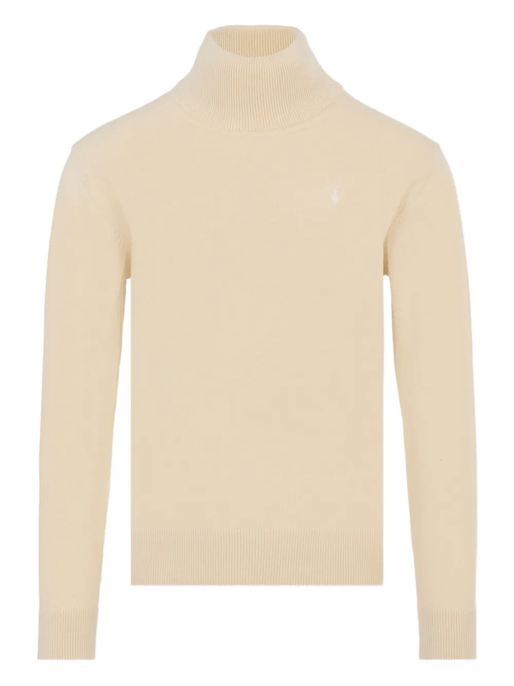 TRUSSARDI JUNIOR roll-neck embroidered turtleneck Beige