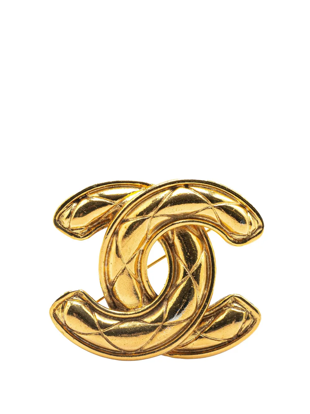 1970-1980 CC Gold Plated Quilted Brooch costume brooch