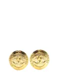 CHANEL Pre-Owned 1980-1990 CC Gold Plated Round Clip On Earrings costume earrings