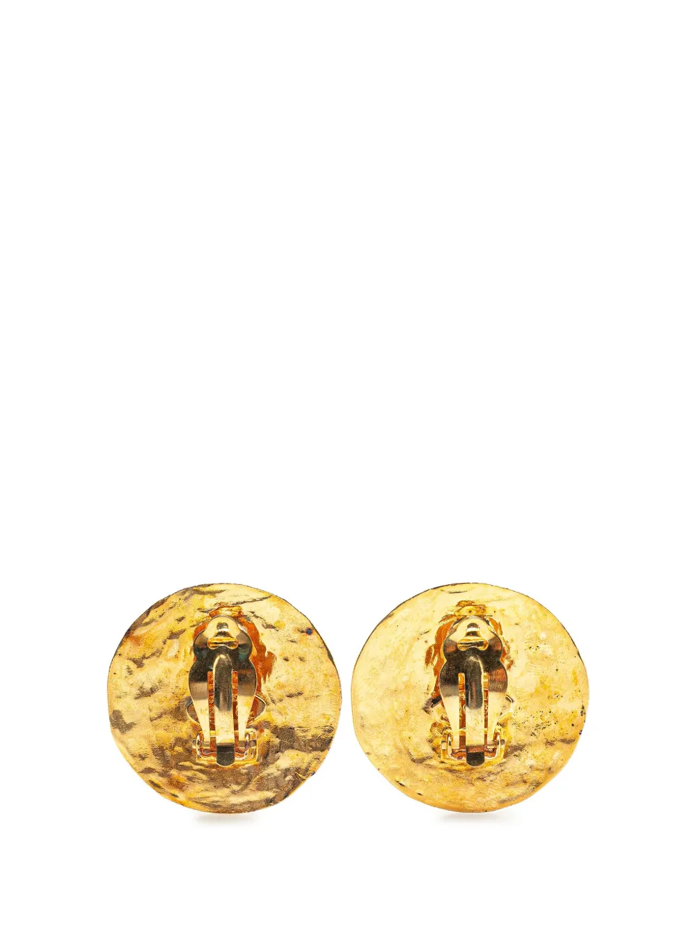 CHANEL Pre-Owned 1980-1990 CC Gold Plated Round Clip On Earrings costume earrings | Image 2