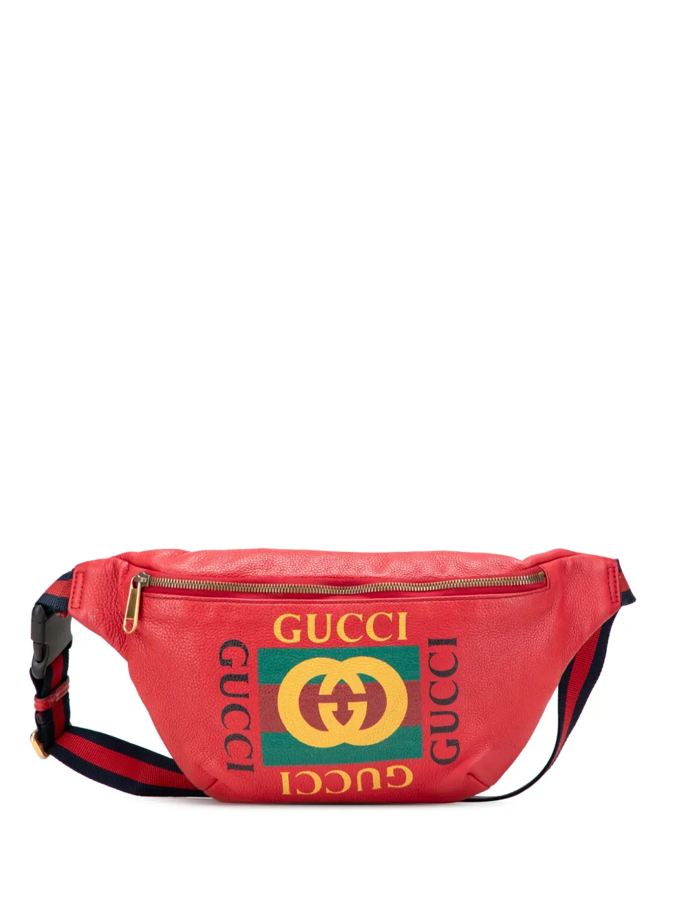 Pre-owned Gucci 2000-2015 Grained Calfskin Logo Belt Bag In Red