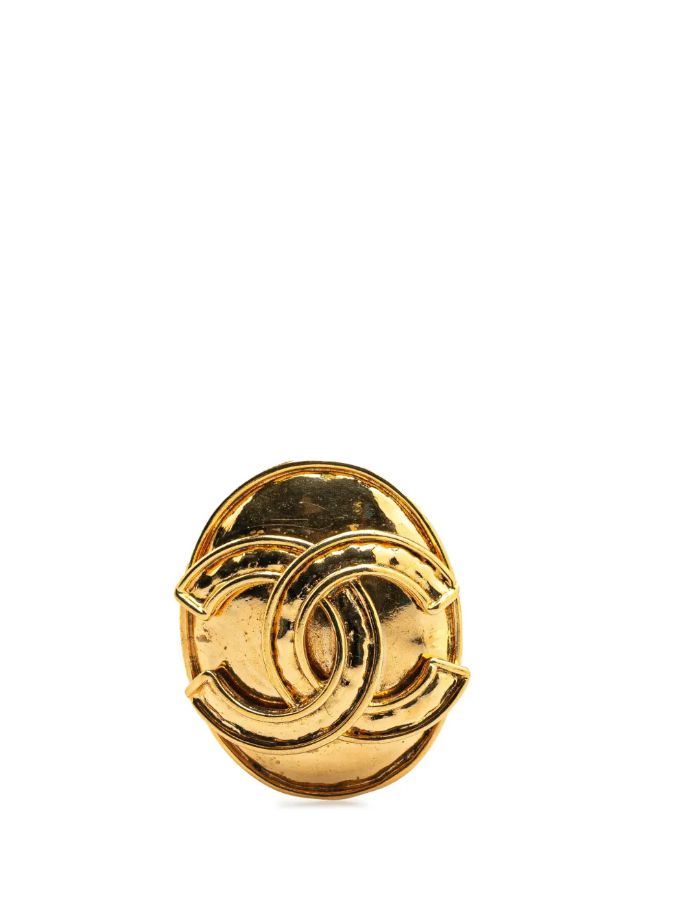 CHANEL Pre-Owned 1994 CC Gold Plated Oval Brooch costume brooch | Gold | Image 1