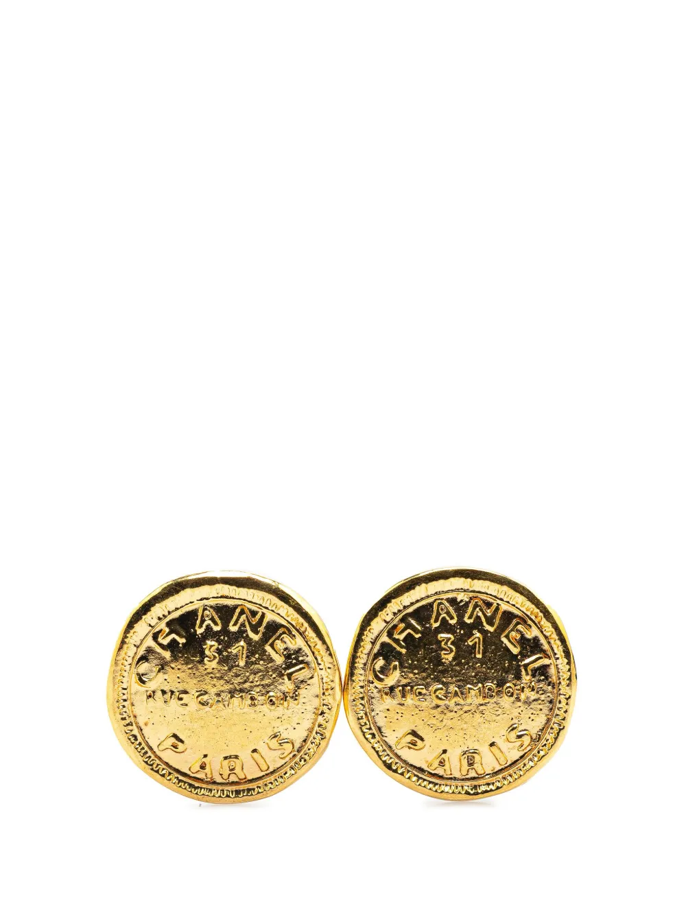 CHANEL Pre-Owned 1970-1980 ゴールドプレーテッド リュ カンボン ラウンド クリップオン コスチューム イヤリング CHANEL Pre-Owned 1970-1980 ゴールドプレーテッド リュ カンボン ラウンド クリップオン コスチューム イヤリング