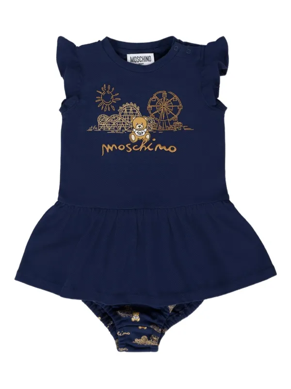 Moschino Kids ラッフルトリム ワンピース | ブルー | FARFETCH JP