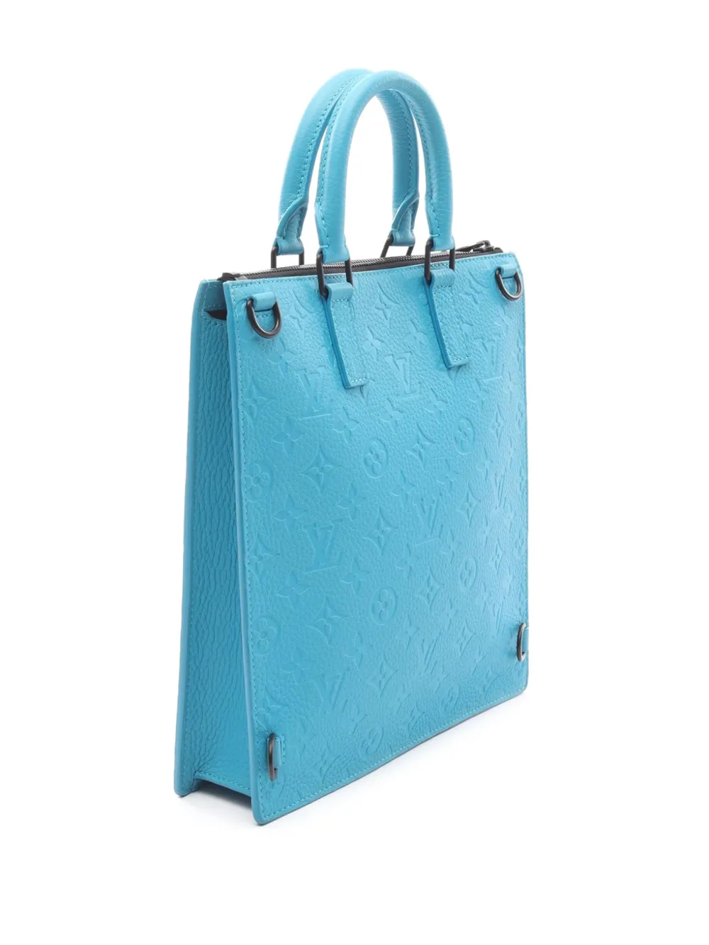 Pre-owned Louis Vuitton 2019 Monogram Taurillon Sac Plat Satchel In Blue
