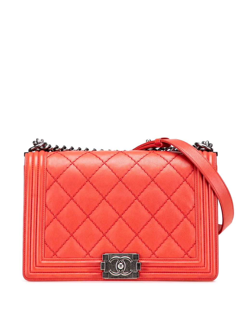 CHANEL Pre-Owned 2013-2014 ミディアム マトラッセ カーフスキン ワイルドステッチ ボーイフラップ CHANEL Pre-Owned 2013-2014 ミディアム マトラッセ カーフスキン ワイルドステッチ ボーイフラップ