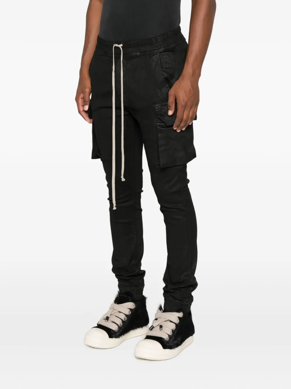 Rick Owens Drkshdw Drawstring Cargo Trousers In Black