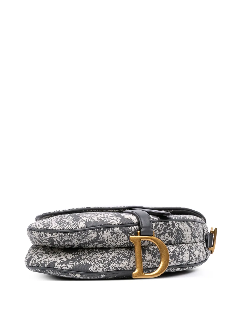 Pre-owned Dior 2021 Canvas Reverse Embroidered Toile De Jouy Saddle Bag Shoulder Bag In Gray