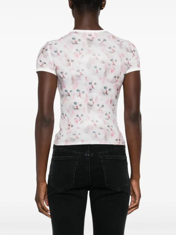 トップス CAT Diesel all-over cat-print short-sleeved T-shirt | White