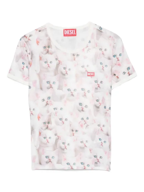 Diesel all-over cat-print short-sleeved T-shirt