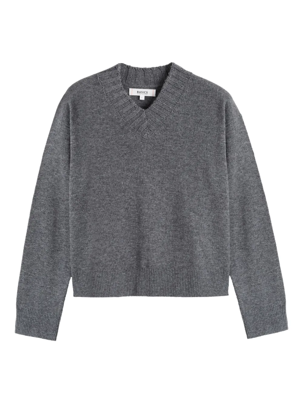 Chinti & Parker suéter tejido de canalé con cuello en V | gris | Image 1
