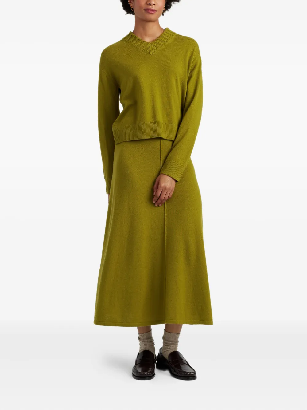 Chinti & Parker Ribbed V-neck Sweater In Green
