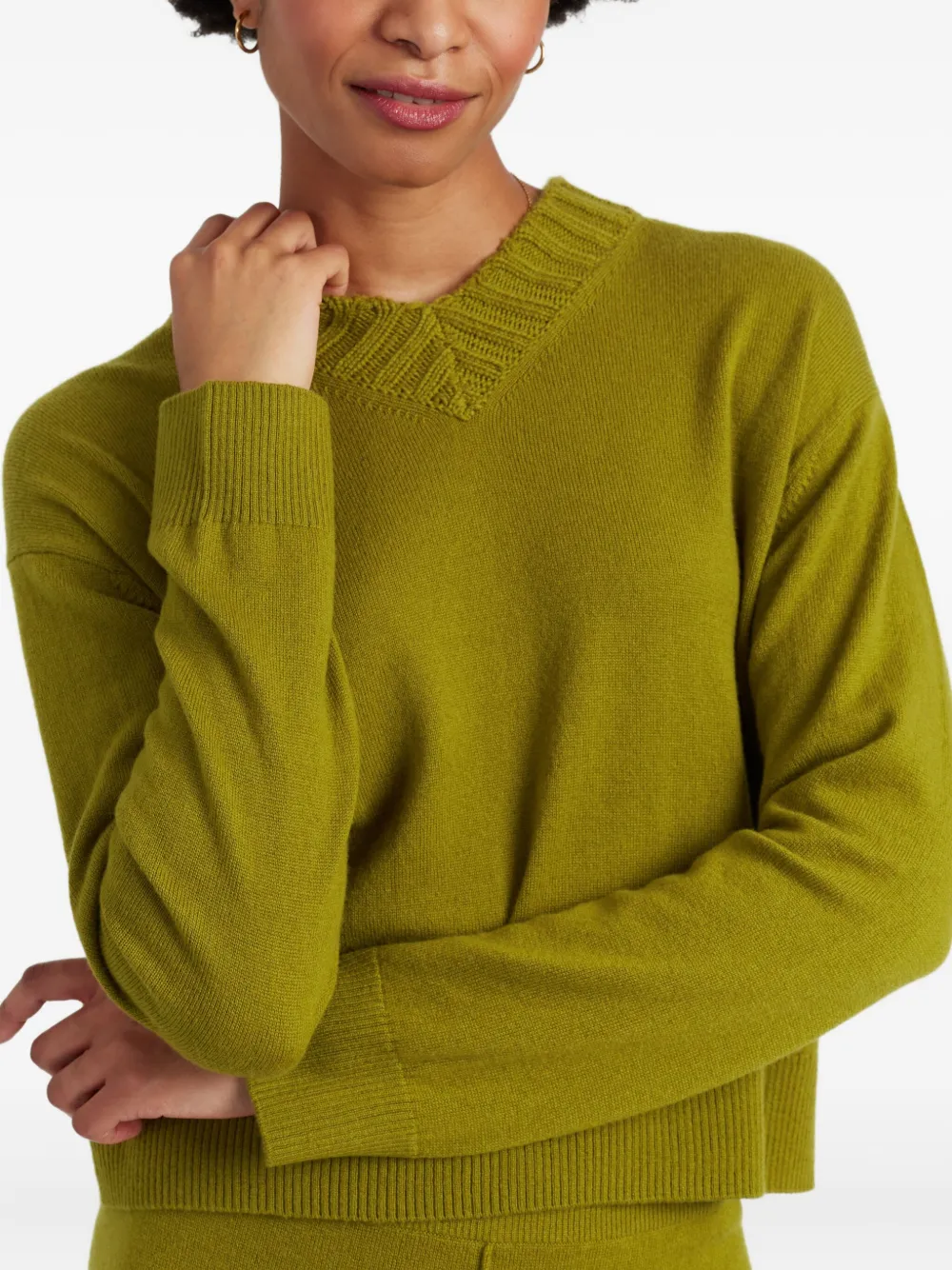 Chinti & Parker Ribbed V-neck Sweater In Green