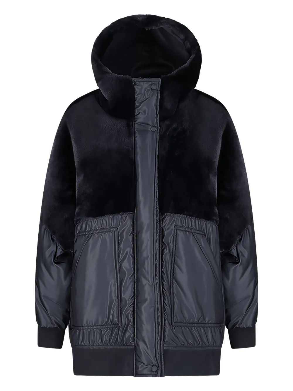 Blancha Hooded Panelled Coat In Blue