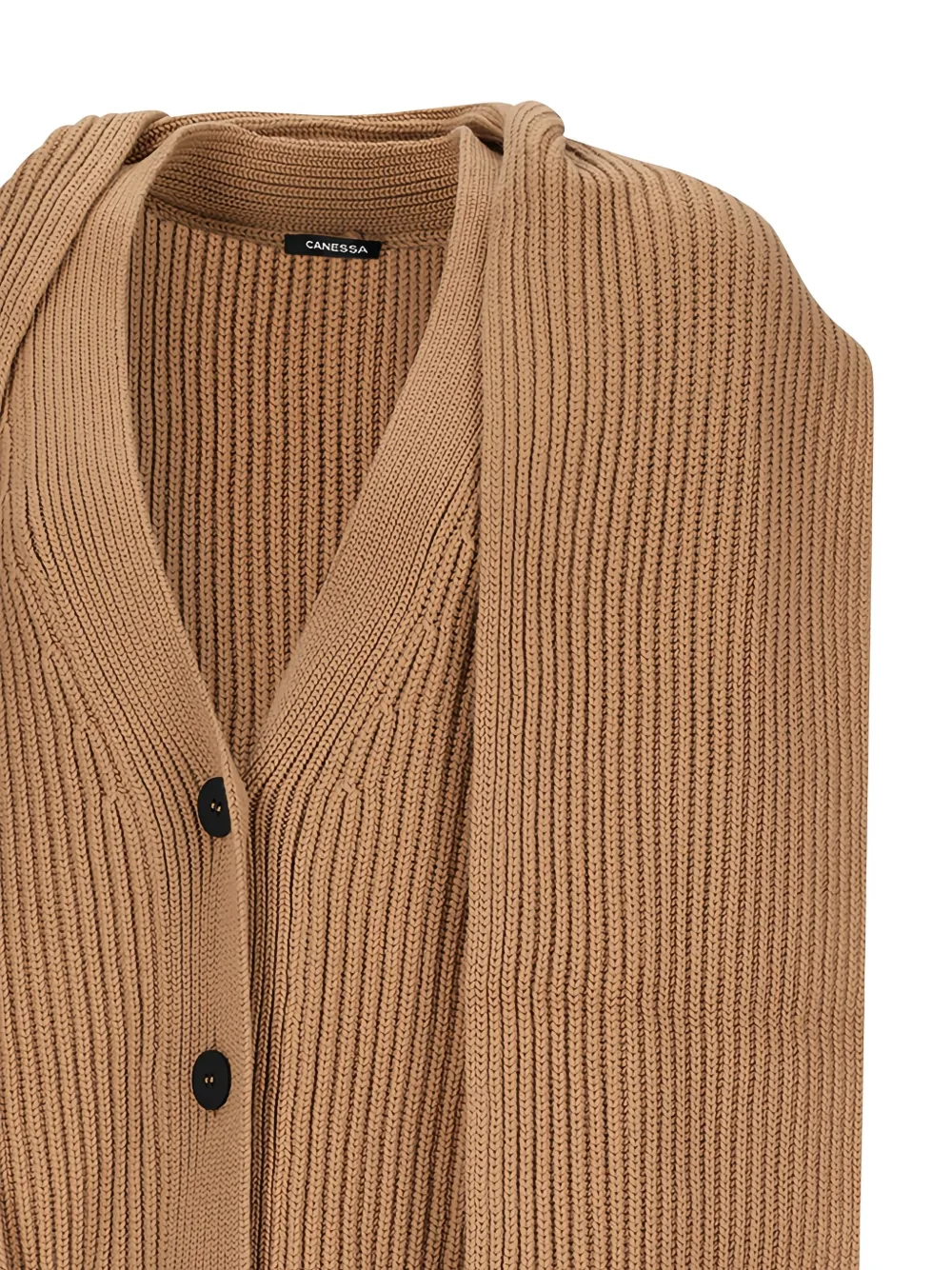 Canessa Ribbed Cardigan In Brown