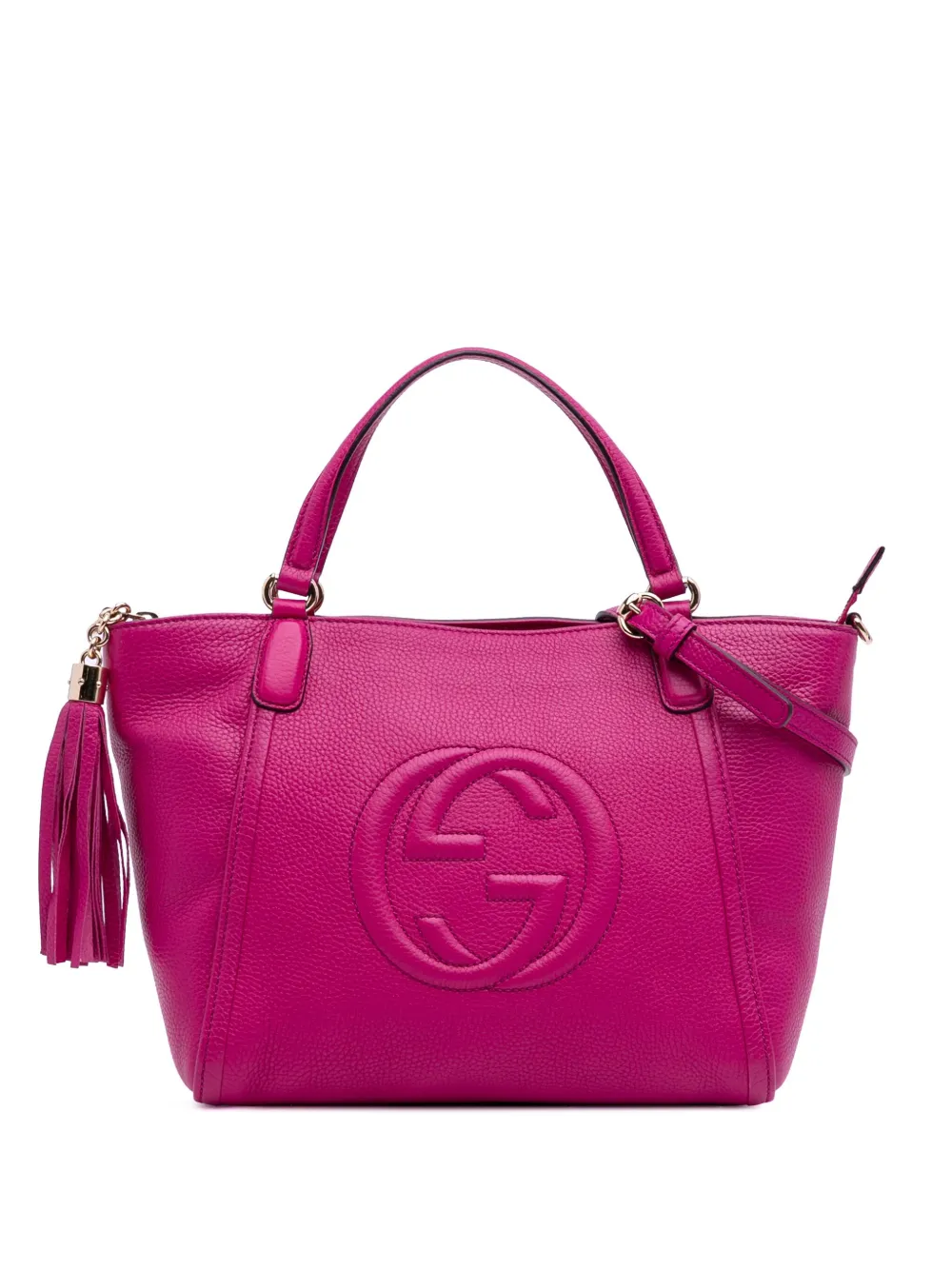 Pre-owned Gucci 2016-2025 Small Leather Soho Cellarius Satchel In Pink