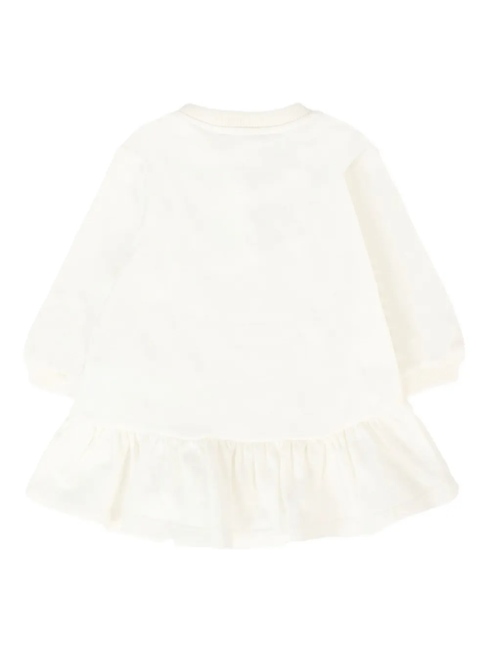 Moschino Kids logo-print ruffled dress - Wit