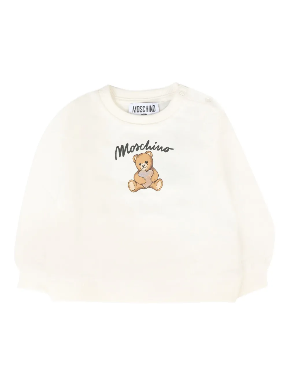 Moschino Kids teddy-logo cotton sweatshirt Beige