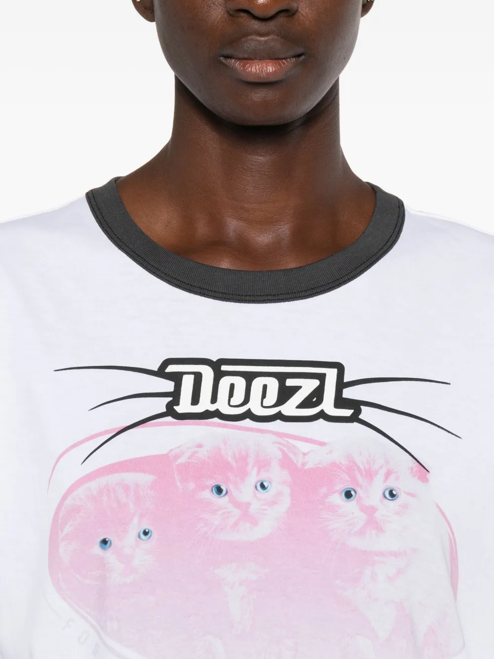Diesel cat-graphic cotton T-shirt Wit